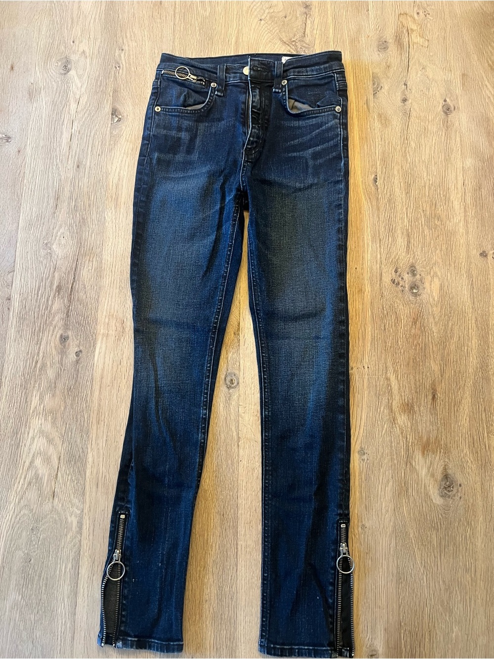 Rag & Bone/JEAN Y2K Dark Wash Skinny Jeans Ankle Zip Size 26